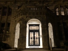 Entrance portico at night, 2029 Connecticut Avenue NW, Washington, D.C.