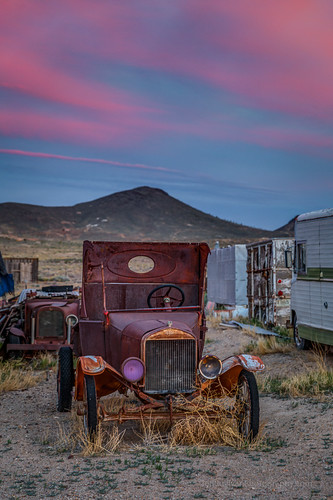 Antique Car At Sunset