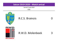 Saison 2019-2020 - U16 - C.S.Braine - R.W.D.M. : 0-3 (amical)