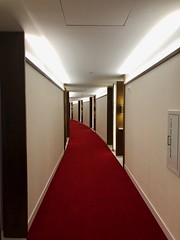 Hallway, Saarinen Wing, TWA Hotel, John F. Kennedy International Airport, Jamaica, Queens, New York City, NY