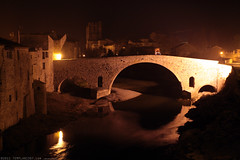 FR11 3390 Le Pont de l'Abbaye et la rivière l'Orbieu. Lagrasse, Aude, Languedoc