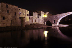FR11 3411 Le Pont de l'Abbaye et la rivière l'Orbieu. Lagrasse, Aude, Languedoc