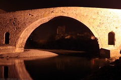 FR11 3419 Le Pont de l'Abbaye et la rivière l'Orbieu. Lagrasse, Aude, Languedoc