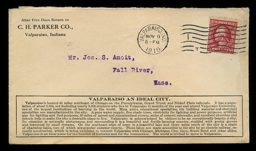 C. H. Parker Company, November 9, 1910 - Postal Cover