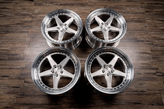 VELGEN FORGED SL SERIES SL-5 20X9.5 FRONT AND 20X11 REAR BRUSHED CLEAR CENTER POLISHED CLEAR LIP STAINLESS BOLTS