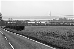 Gravel Pit Road and Humber Bridge in Monochrome