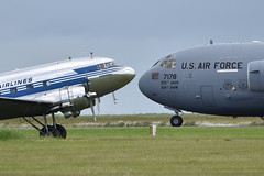 C-17A ‘77178’ and C-53C Skytrooper ‘OH-LCH’. Caen-Carpiquet, 07-6-2019