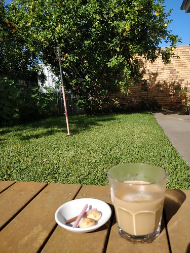 Sunny Autumn Friday coffee break on the deck - sunny