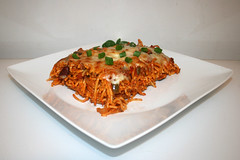 Gratinated spaghetti with beans & bell pepper / Überbackene Spaghetti mit Bohnen & Paprika