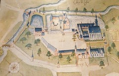 plan de l'Abbaye deLiessies affiché dans l'église Sainte Hiltrude (Nord - france)