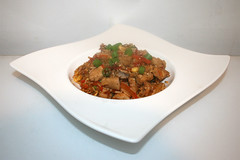 Asian fried rice with marinated chicken / Asiatischer Bratreis mit mariniertem Huhn