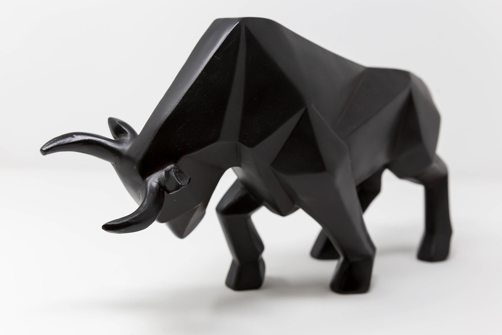 Nahaufnahme von einem schwarzen Stier als Symbol für Aktienrally auf den globalen Märkten