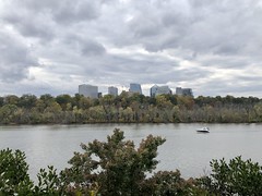 Theodore Roosevelt Island and Rosslyn, Potomac River from Kennedy Center terrace, Washington, D.C.