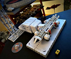 Scratch built and painted moon base alpha launch pad boarding building