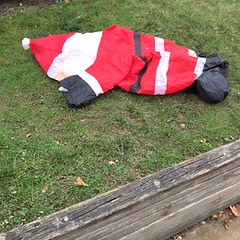 Dead Santa and other lawn blow-ups