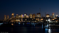 Boston's City Nightscape from Charlestown Naval Shipyard