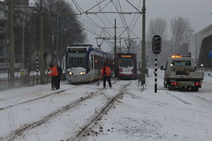 Sneeuwstorm ontregelt de tramdienst HTM; 7 februari 2021
