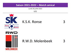 Saison 2021-2022 - U21 - KSK Ronse - RWDM : 3-3 (amical)
