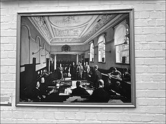 Painting Beverley Art in Monochrome on a public building