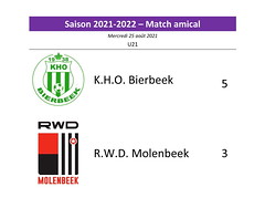 Saison 2021-2022 - U21 - KHO Bierbeek - RWDM : 5-3 (amical)