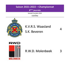 Saison 2021-2022 - U18 - K.V.R.S. Waasland S.K. Beveren - R.W.D.M. : 4-3 (championnat)