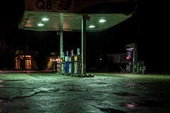 Neon Gas Station by Night