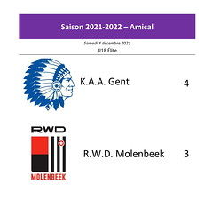 Saison 2021-2022 - U18 - KAA Gent - RWDM : 4-3 (amical)