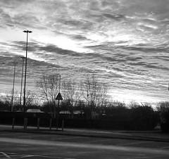 Sunrise Kingswood car park in monochrome