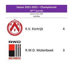 Saison 2021-2022 - U18 - K.V. Kortrijk - R.W.D.M. : 4-3 (championnat)