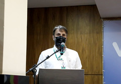Prefeito Fuad Noman e Leandro Garcia, Presidente da Prodabel, em evento do Programa Vila Mais Conectada - 23-06-22.