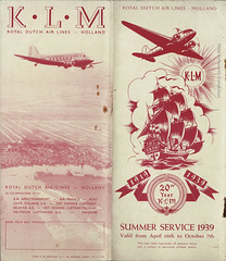 KLM timetable brochure, Summer 1939