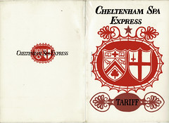 British Railways - Cheltenham Spa Express tariff card, 1962