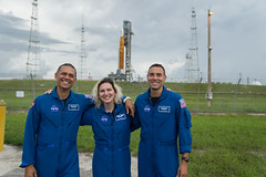 Astronauts at Artemis Launch Pad before launch