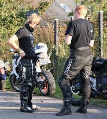 Two bikers in Berik leather at the anual Poker Rally, October 1. 2011
