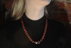 Red Jasper necklace with Tiger Tooth dZi