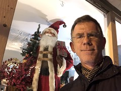 Paul with Santa Claus, night at Jean Pierre Antiques, 26th and P streets NW, Washington, D.C.