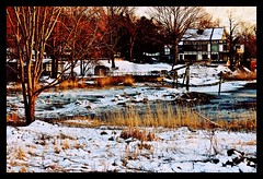 Winter sunset at Cedarmere Park, Long Island, New York