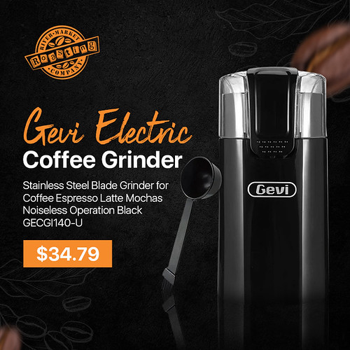 Gevi Electric Coffee Grinder Stainless Steel Blade Grinder for Coffee Espresso Latte Mochas Noiseless Operation Black
