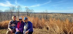 Linda, Smita, Carolyn at the top of Shenandoah Univ River Campus looking across the Shenandoah River
