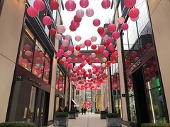 Pink decorations for Valentine's Day, Palmer Alley NW, CityCenterDC, Washington, D.C.