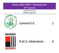 Saison 2022-2023 - U21 Pro League - J15 - Lommel S.K. - R.W.D.M. : 1-6 (championnat)