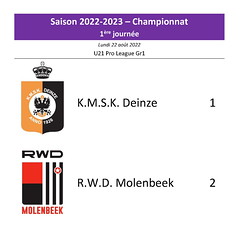 Saison 2022-2023 - U21 Pro League - J1 - K.M.S.K. Deinze - R.W.D.M. : 1-2 (championnat)