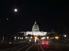 Moon over the U.S. Capitol, view from Pennsylvania Avenue NW, Washington, D.C.