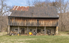 Cut Stone and Frame Bank Barn  attached to Clayton Hall (1797) in Bluemont, Virginia