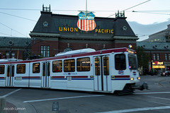 UTA TRAX at the Union Pacific Station