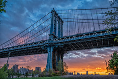 US...NYC...sunrise under the bridge...
