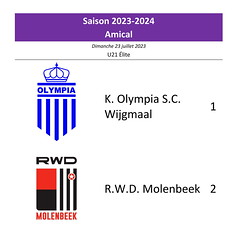 Saison 2023-2024 - U21 Pro League - K. Olympia S.C. Wijgmaal - R.W.D.M. : 1-2 (amical)