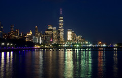 Lower Manhattan Skyline (Freedom night reflections) - New York City