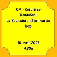 04 - Corbières - RandoCool - La Bouissière et le trou du loup - 10 avril 2021 - 430e