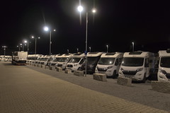 RVs at night in Zeesen 07/2023
